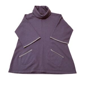 Peserico Tricot Purple Turtleneck Knit Sweater Dress 48. Made in Italy.